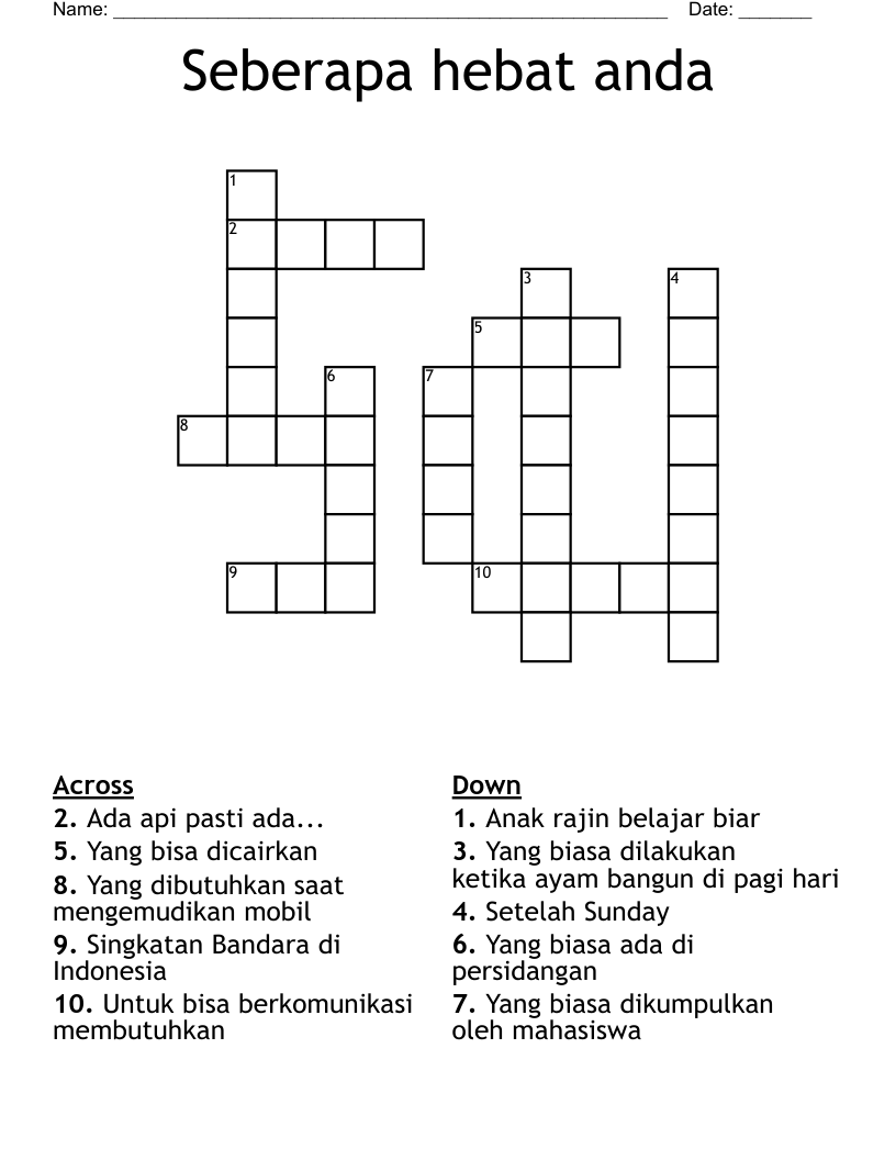 Seberapa hebat anda Crossword
