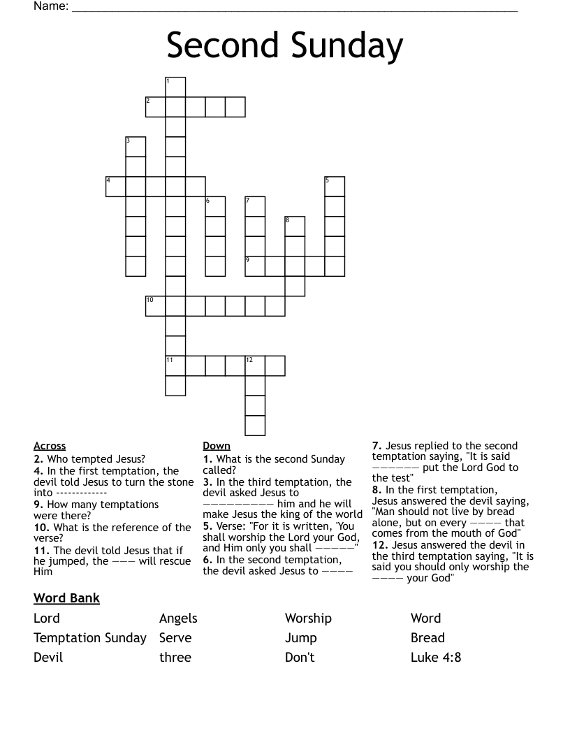 Second Sunday Crossword