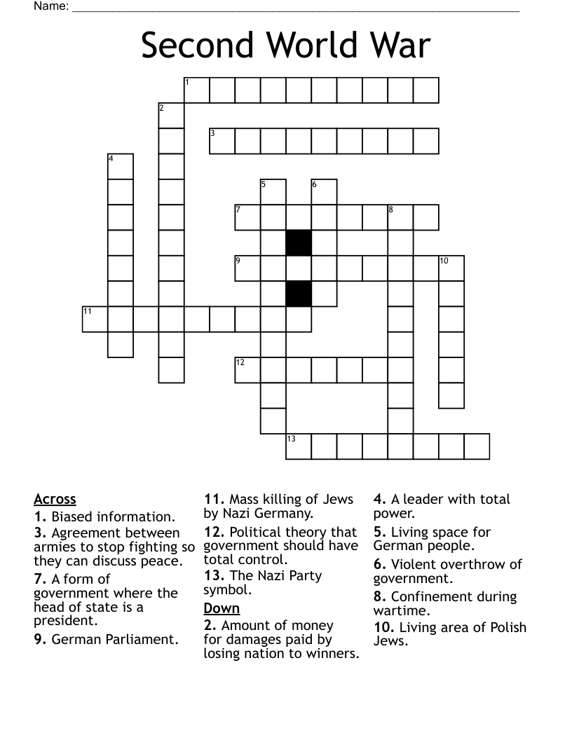 Second World War Crossword