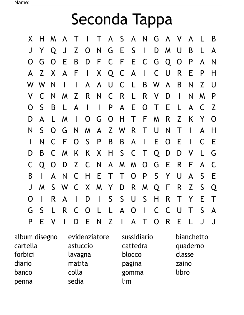 Seconda Tappa Word Search