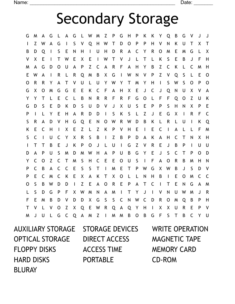 Secondary Storage Word Search