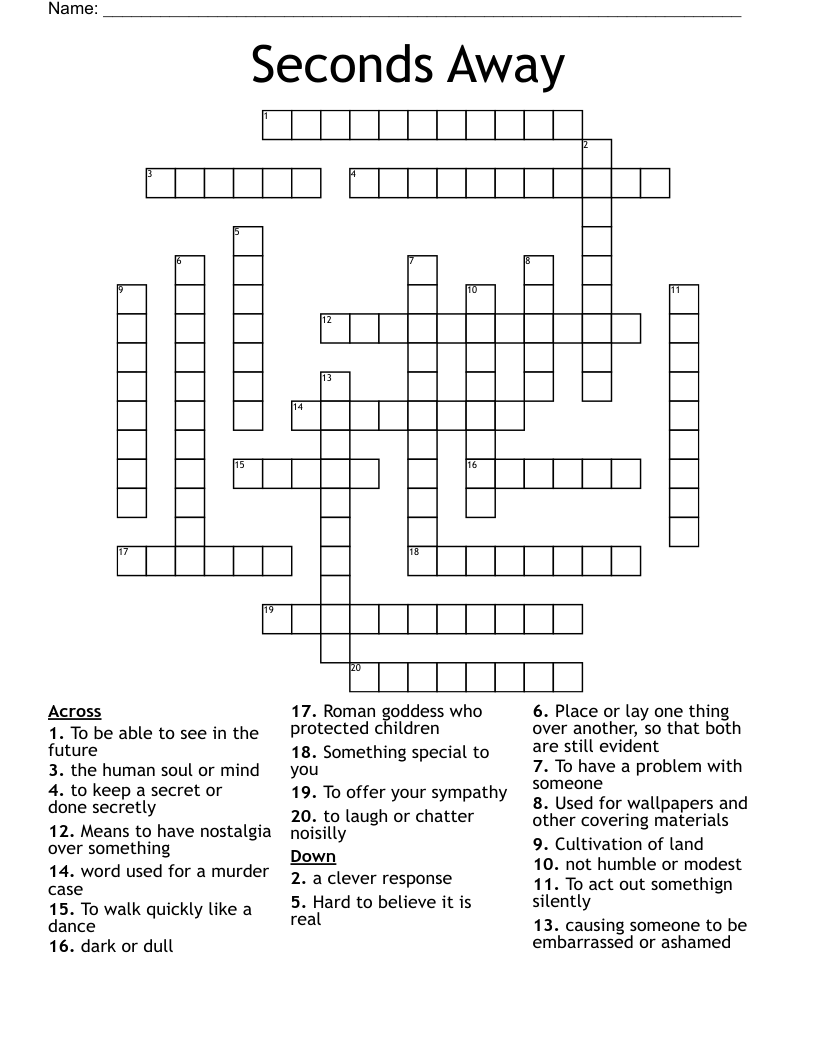 Seconds Away Crossword