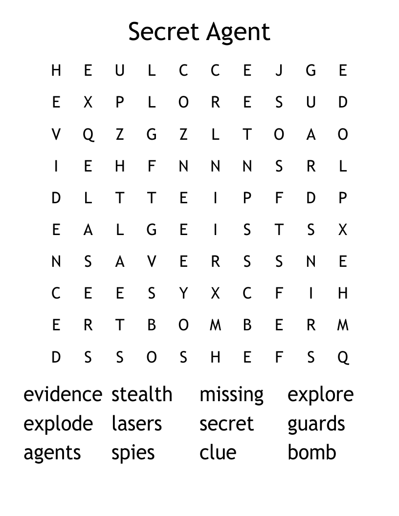 Secret Agent Word Search