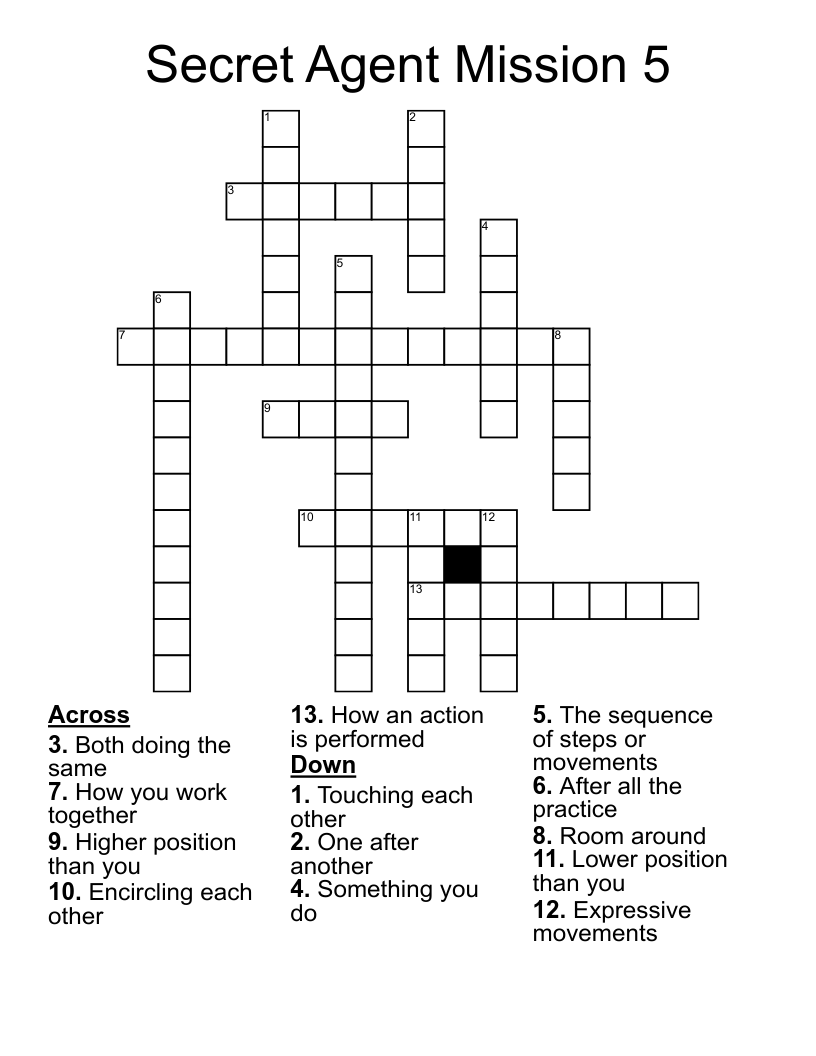 Secret Agent Mission 5 Crossword