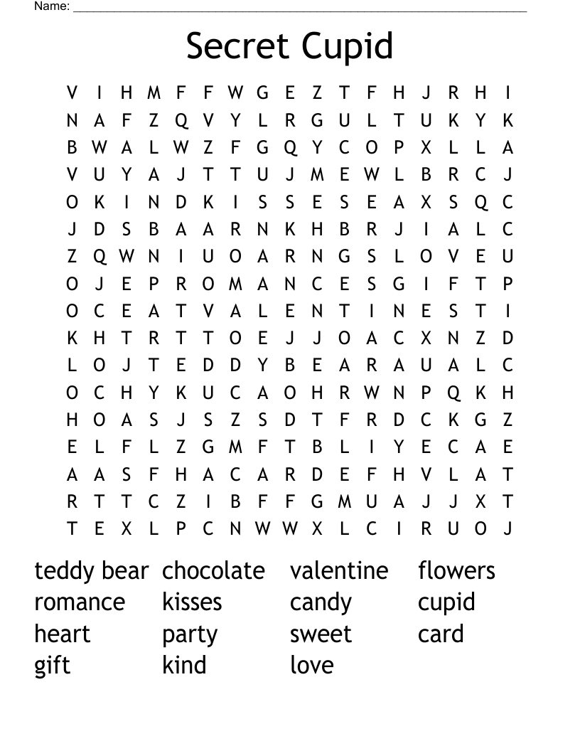 Secret Cupid Word Search