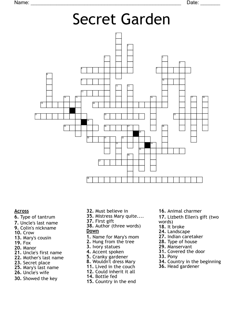 Secret Garden Crossword