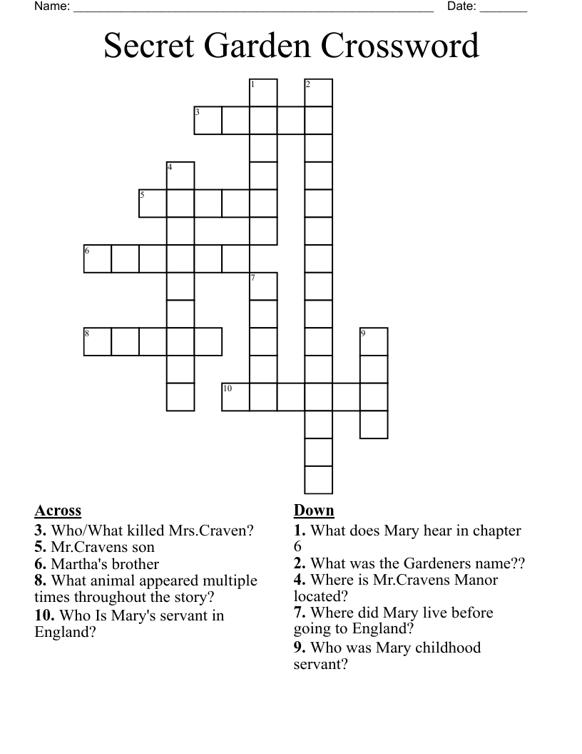 Secret Garden Crossword