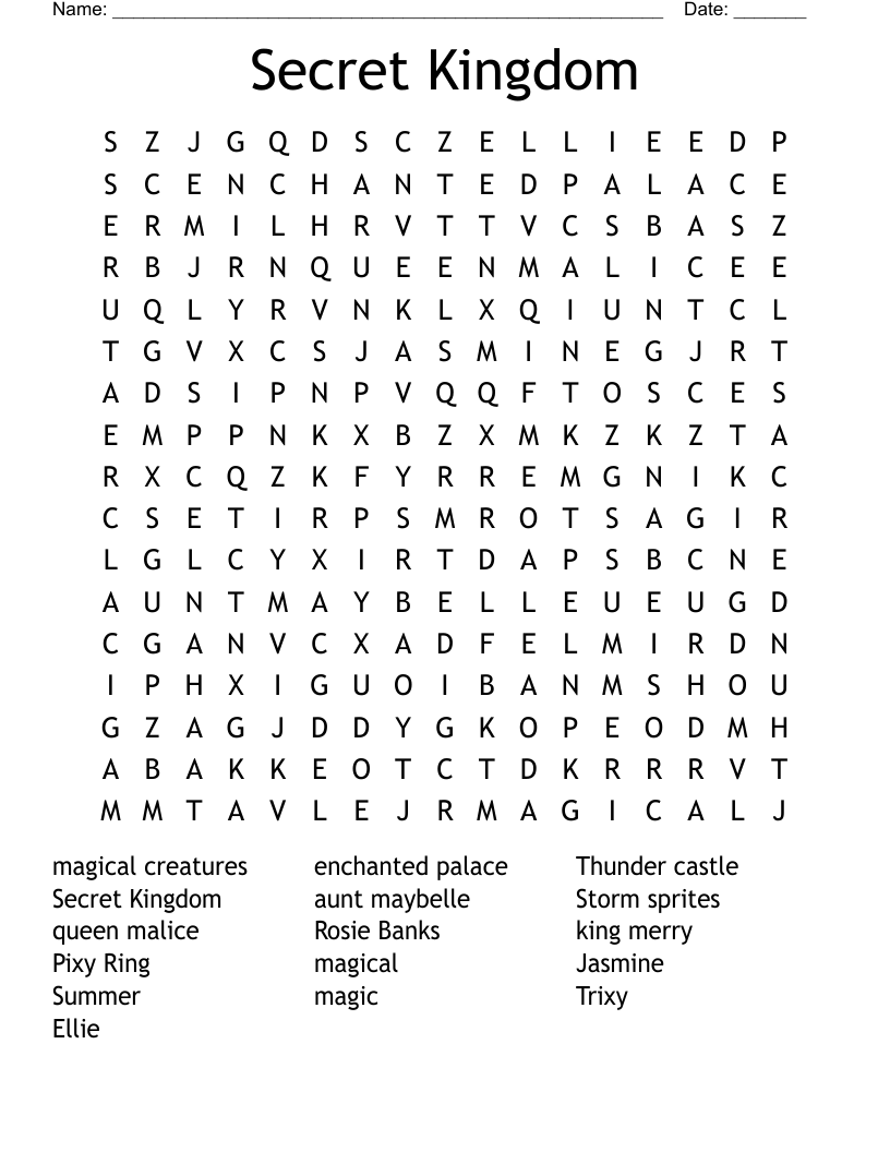 Secret Kingdom Word Search