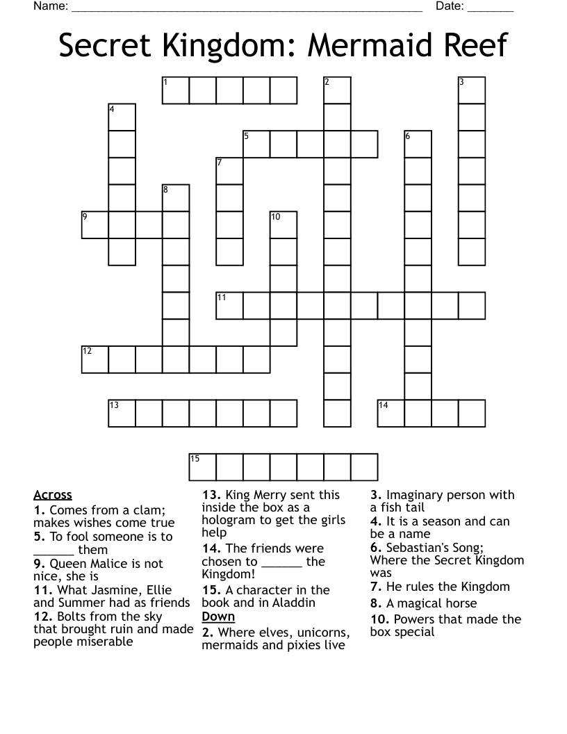 Secret Kingdom: Mermaid Reef Crossword