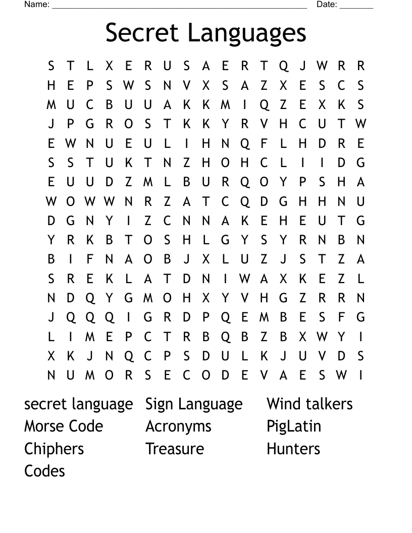 Secret Languages Word Search