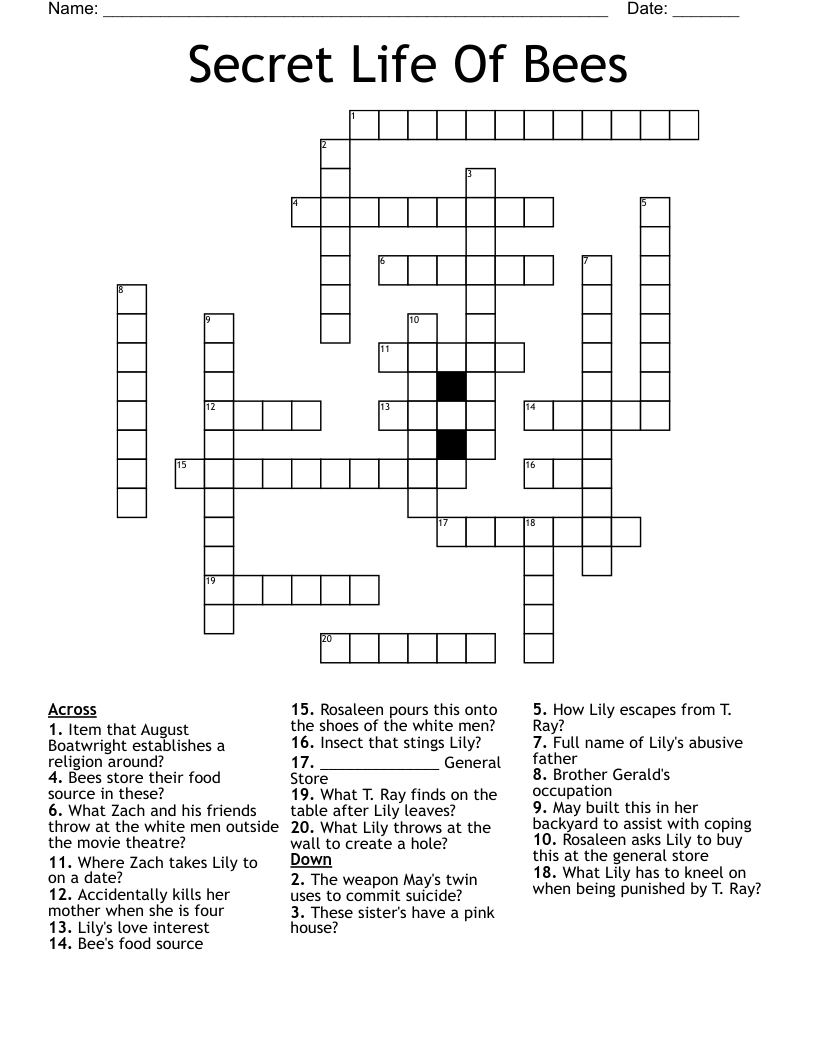 Secret Life Of Bees Crossword