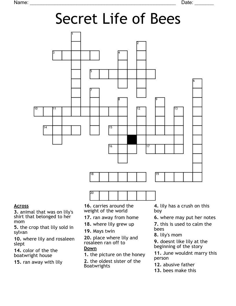 Secret Life of Bees Crossword