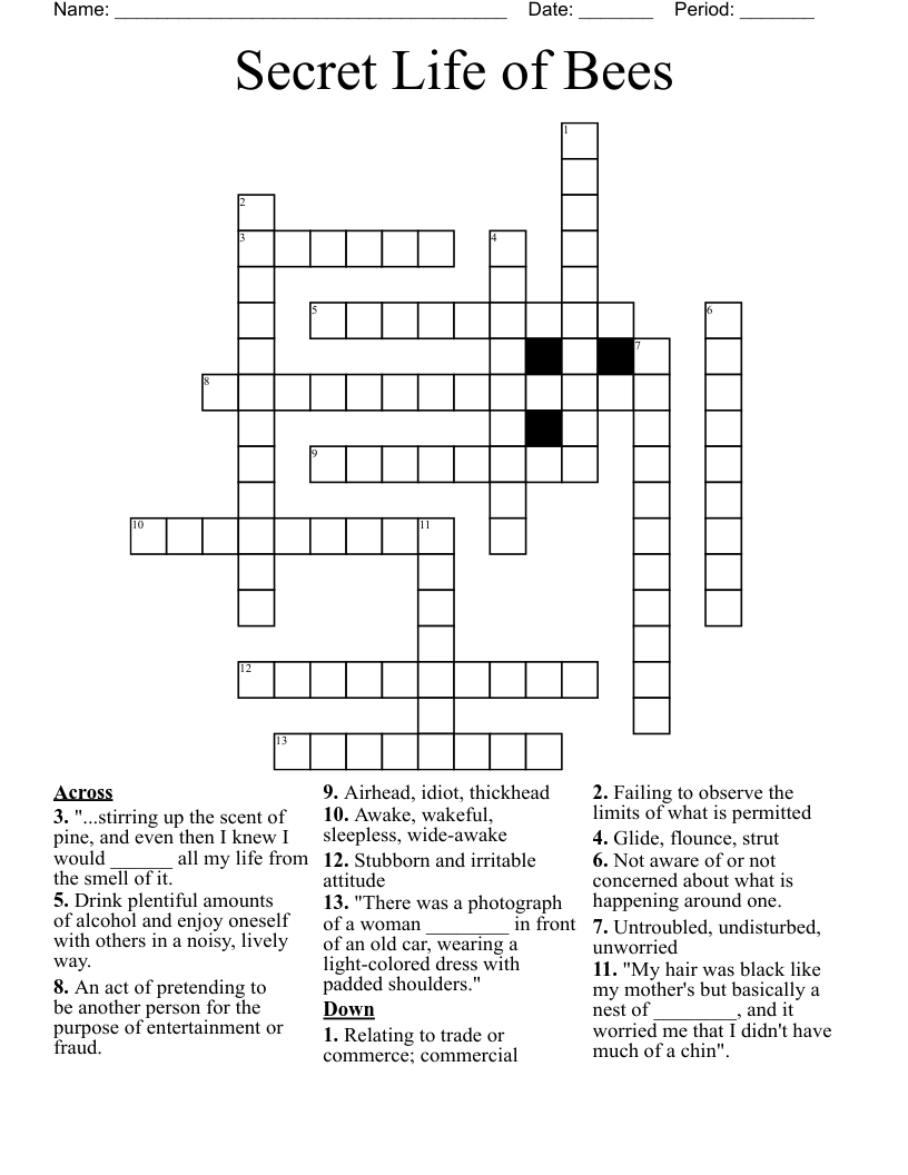 Secret Life of Bees Crossword