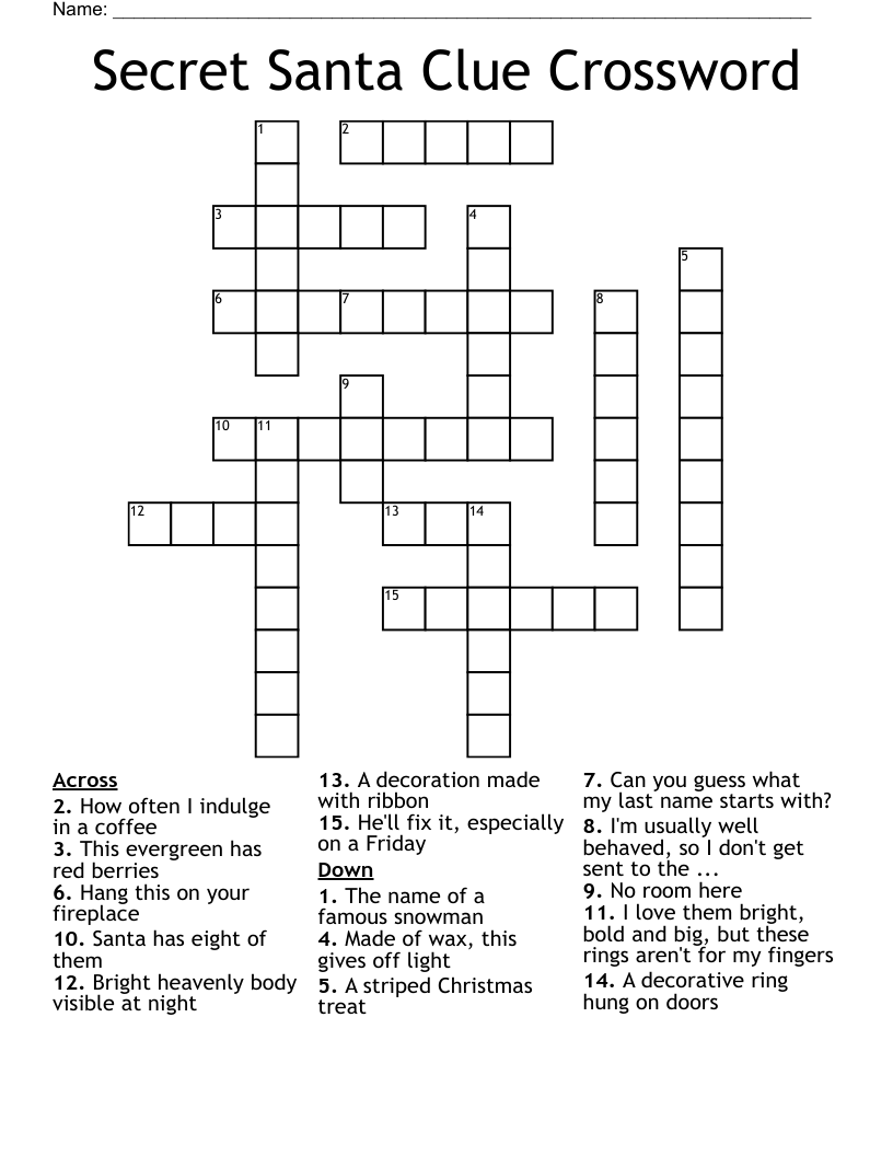 Secret Santa Clue Crossword