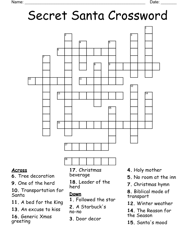 Secret Santa Crossword