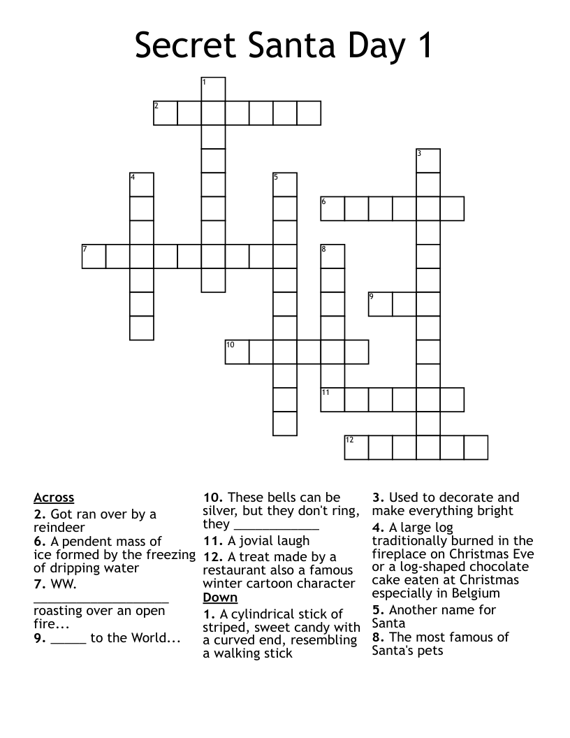 Secret Santa Day 1 Crossword