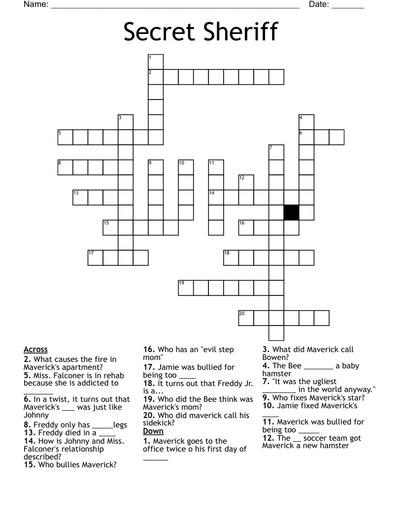 Secret Sheriff Crossword