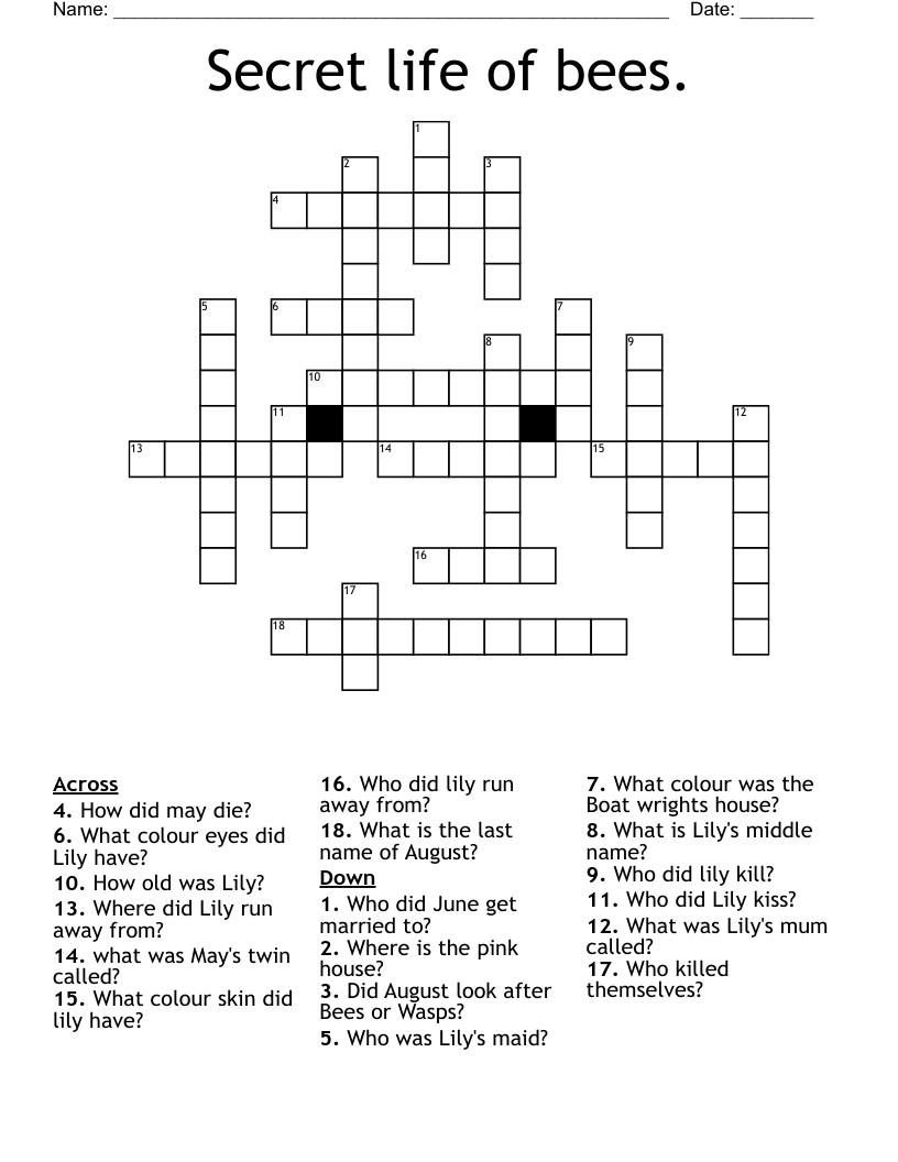 Secret life of bees. Crossword