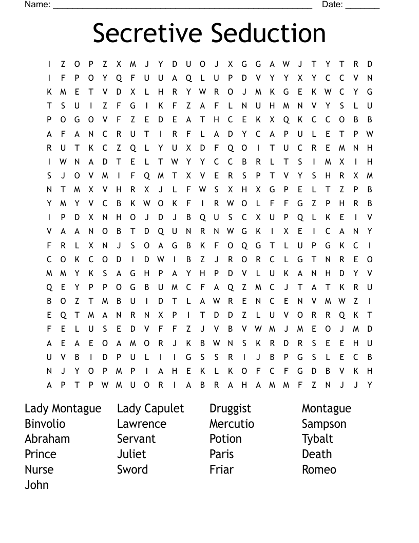 Secretive Seduction Word Search