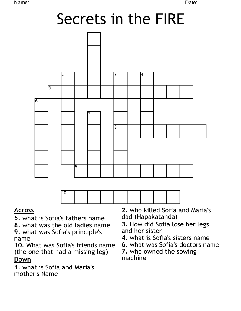 Secrets in the FIRE Crossword