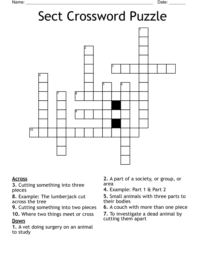 Sect Crossword Puzzle
