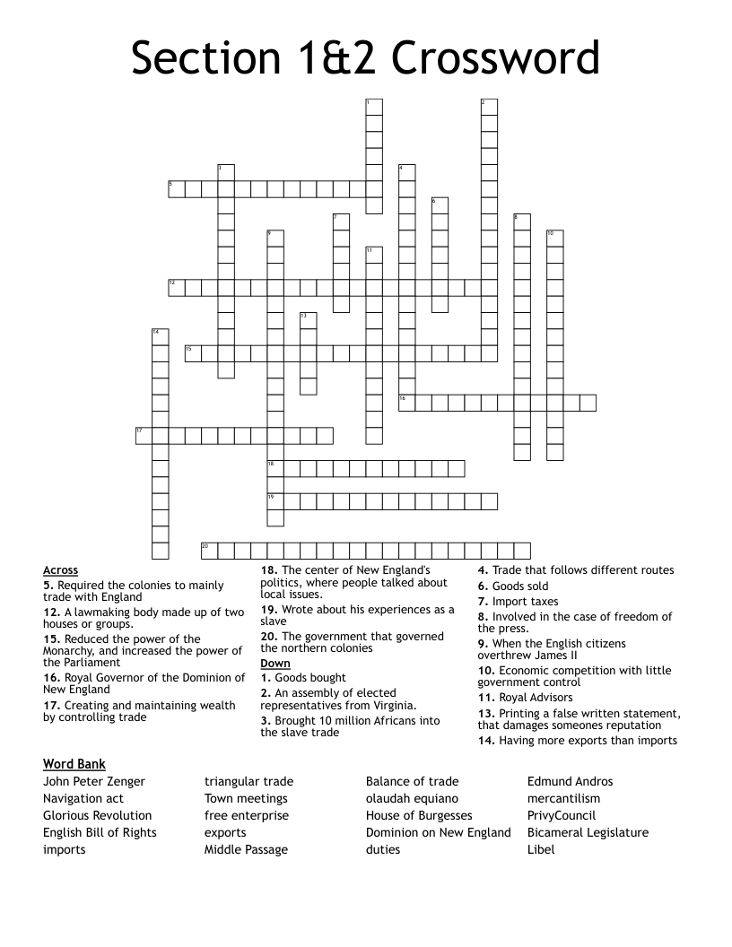 Section 1&2 Crossword