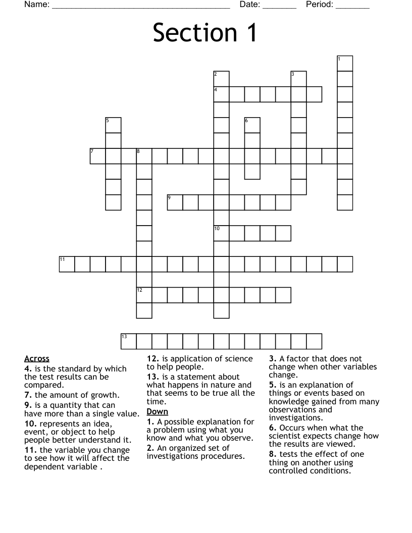 Section 1 Crossword