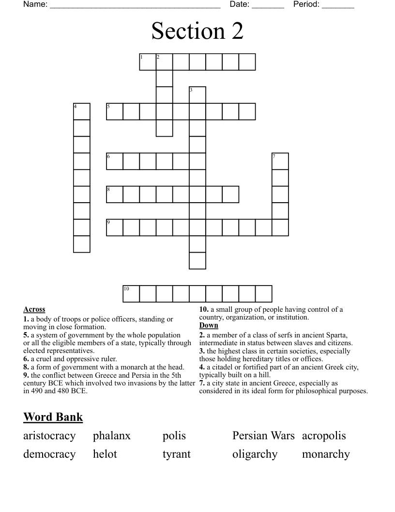Section 2 Crossword