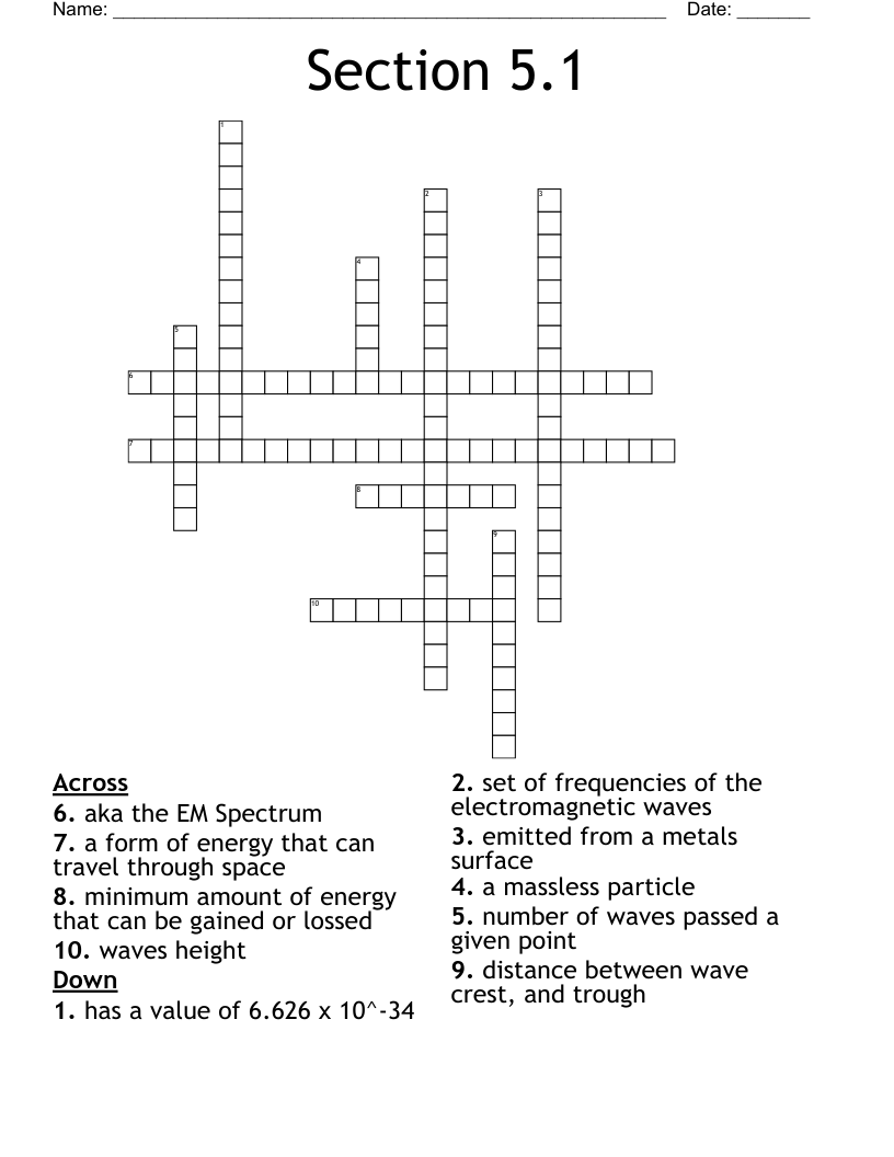 Section 5.1  Crossword