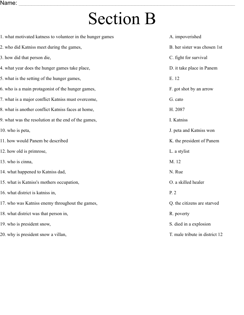 Section B Worksheet