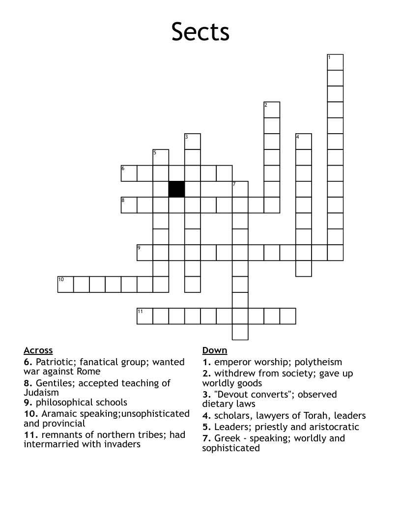 Sects Crossword
