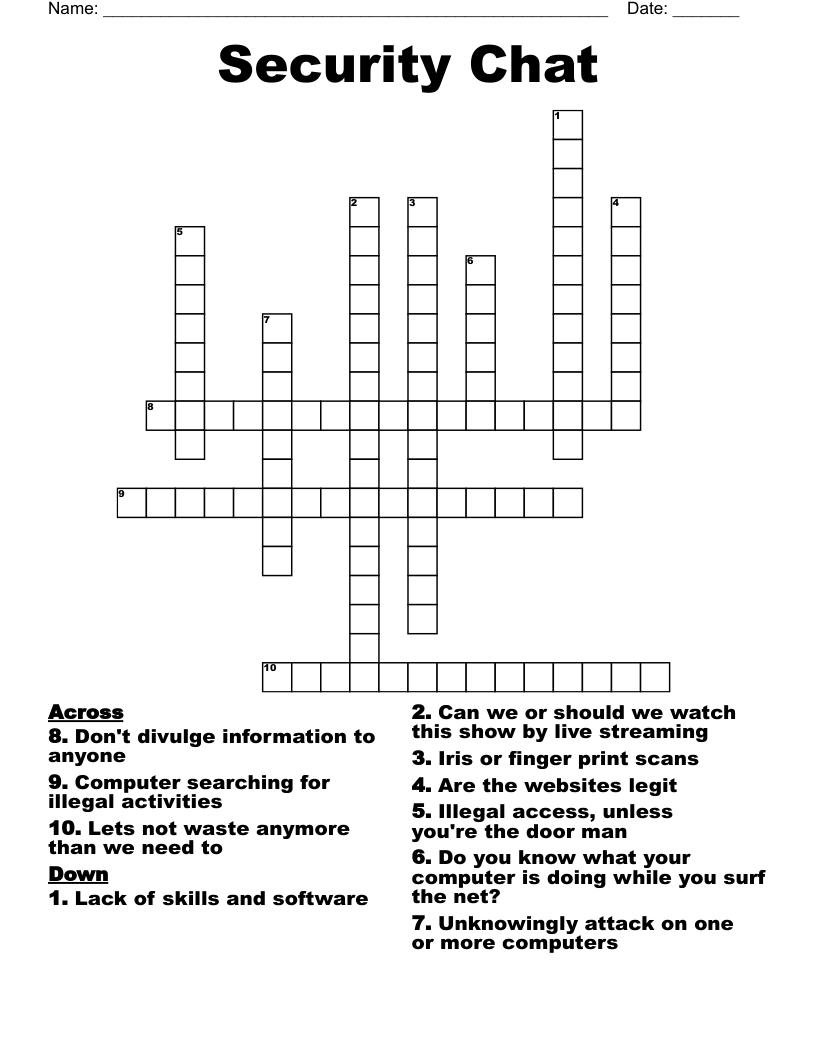 Security Chat Crossword
