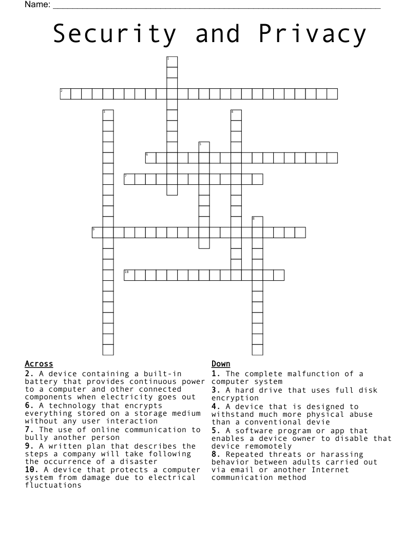 Security and Privacy Crossword