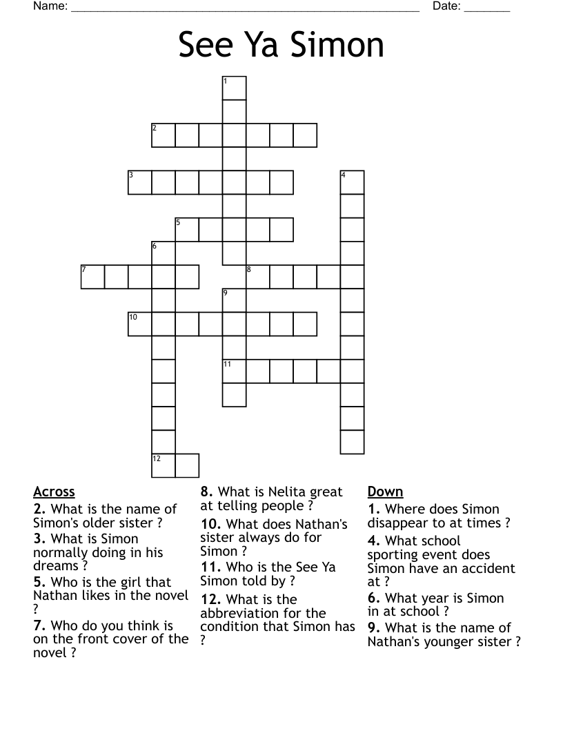 See Ya Simon  Crossword