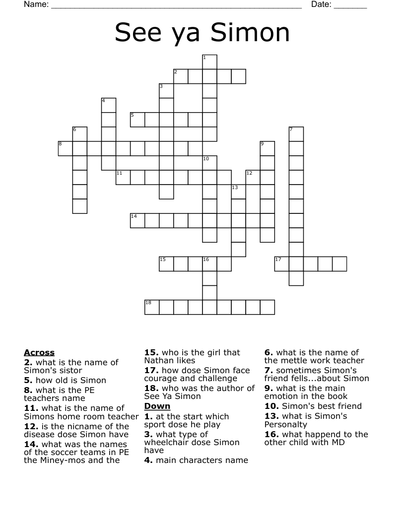 See  ya Simon Crossword