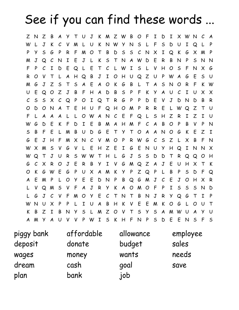 See if you can find these words ... Word Search