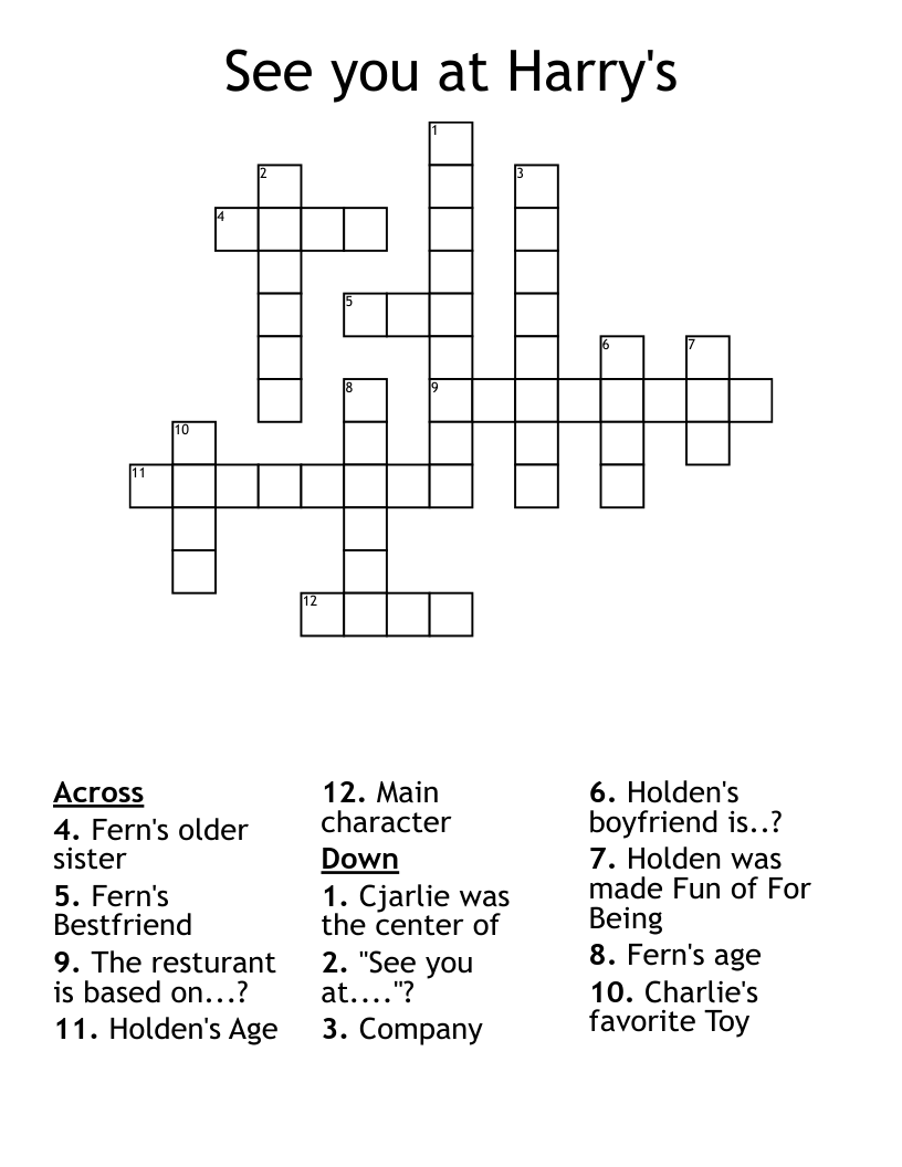See you at Harry's Crossword