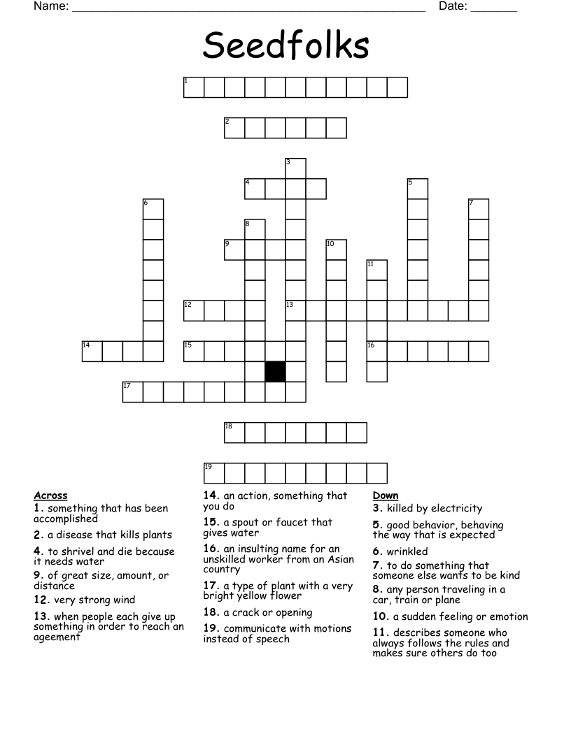 Seedfolks Crossword