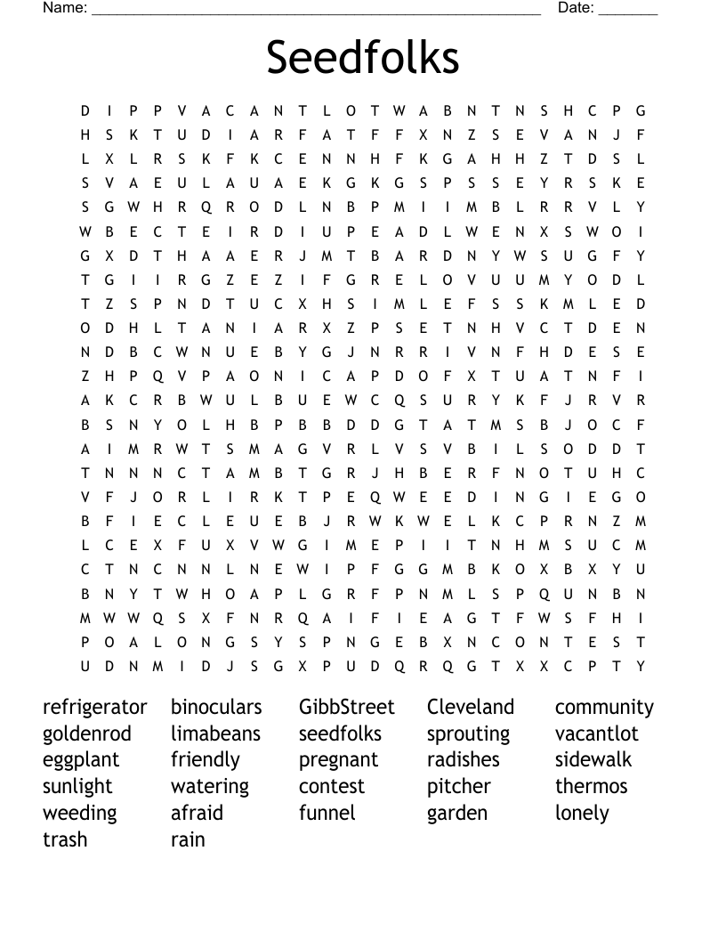 Seedfolks Word Search