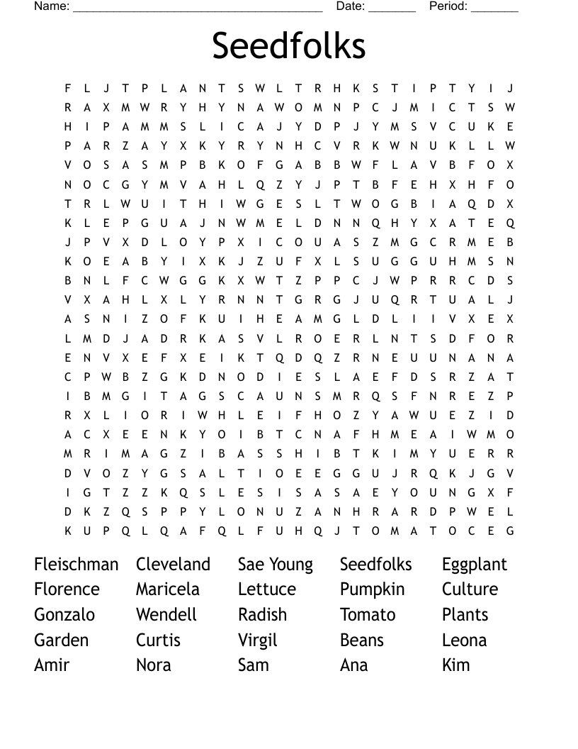 Seedfolks Word Search