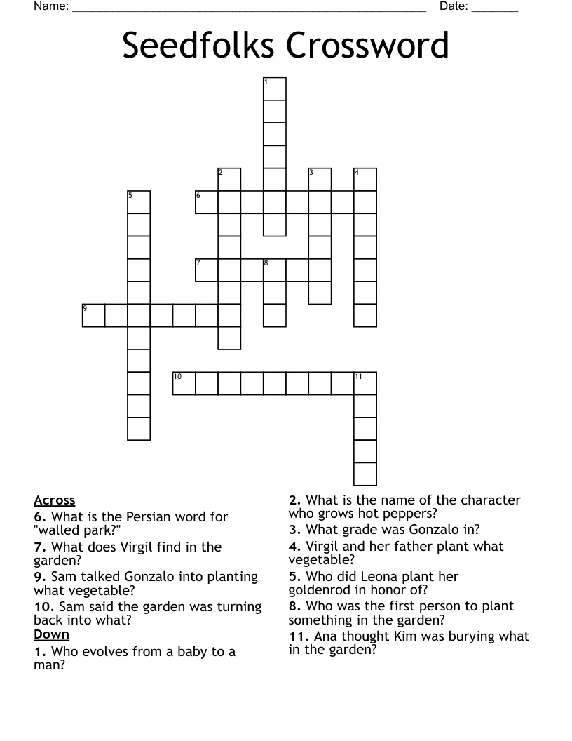 Seedfolks Crossword