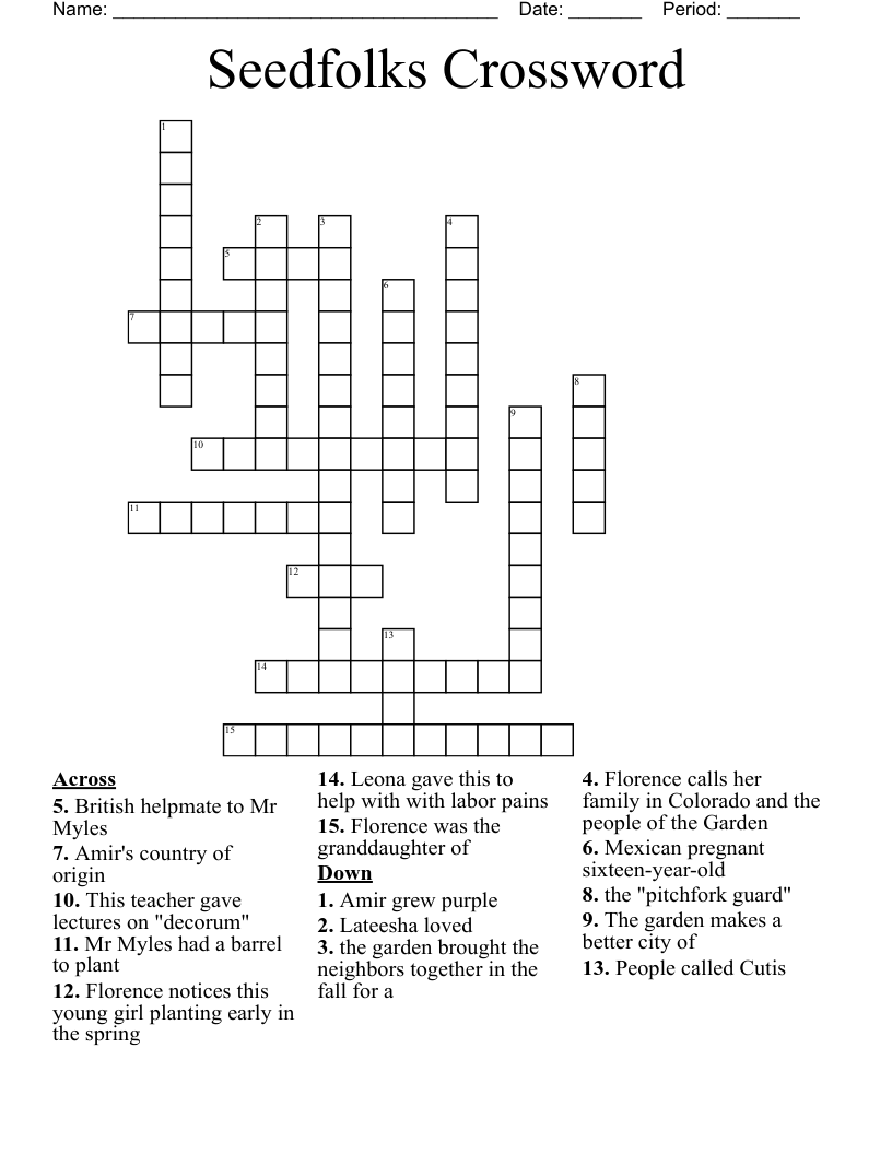 Seedfolks Crossword
