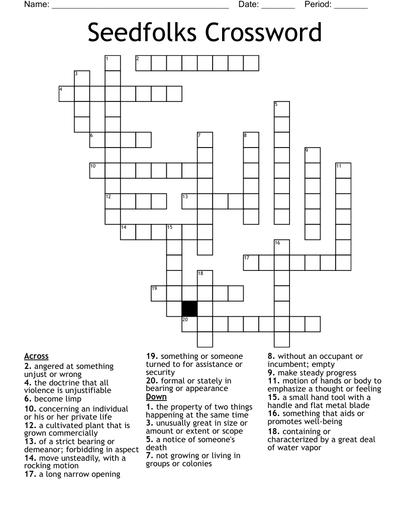 Seedfolks Crossword