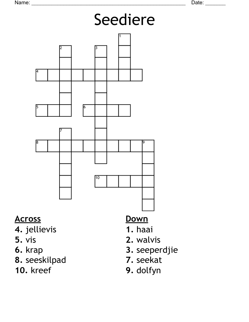 Seediere Crossword