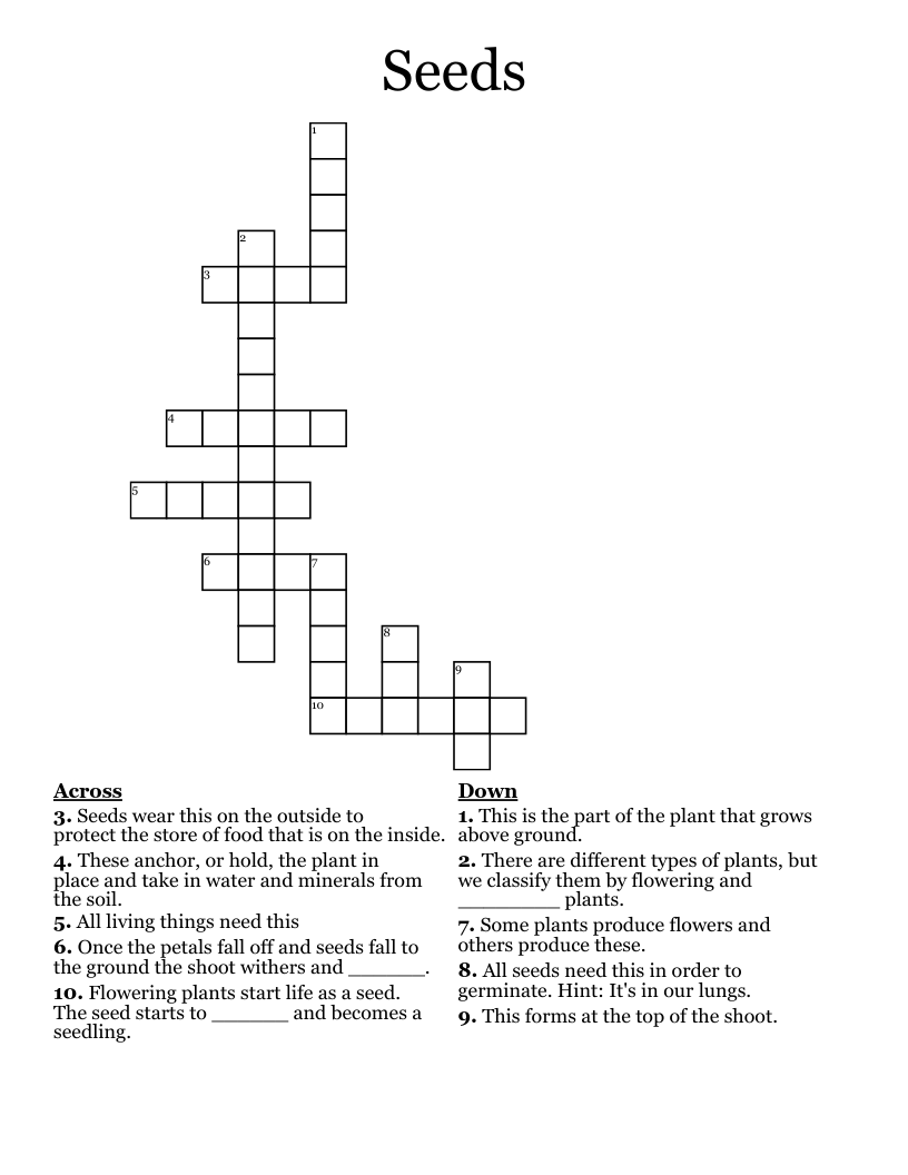 Seeds Crossword