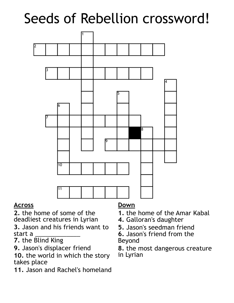 Seeds of Rebellion crossword!