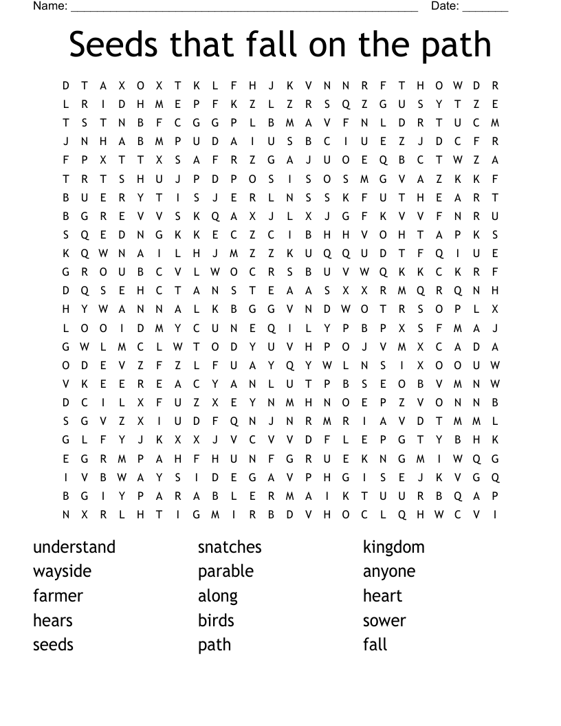 Seeds that fall on the path Word Search