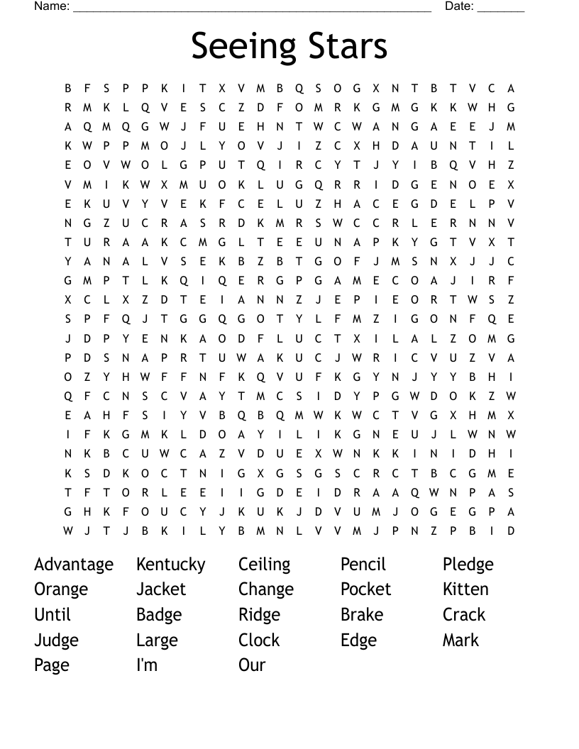 Seeing Stars Word Search