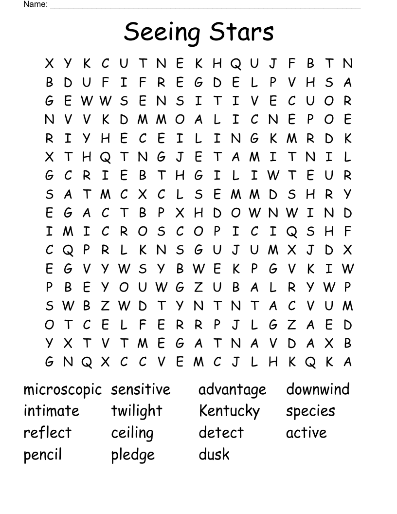 Seeing Stars Word Search