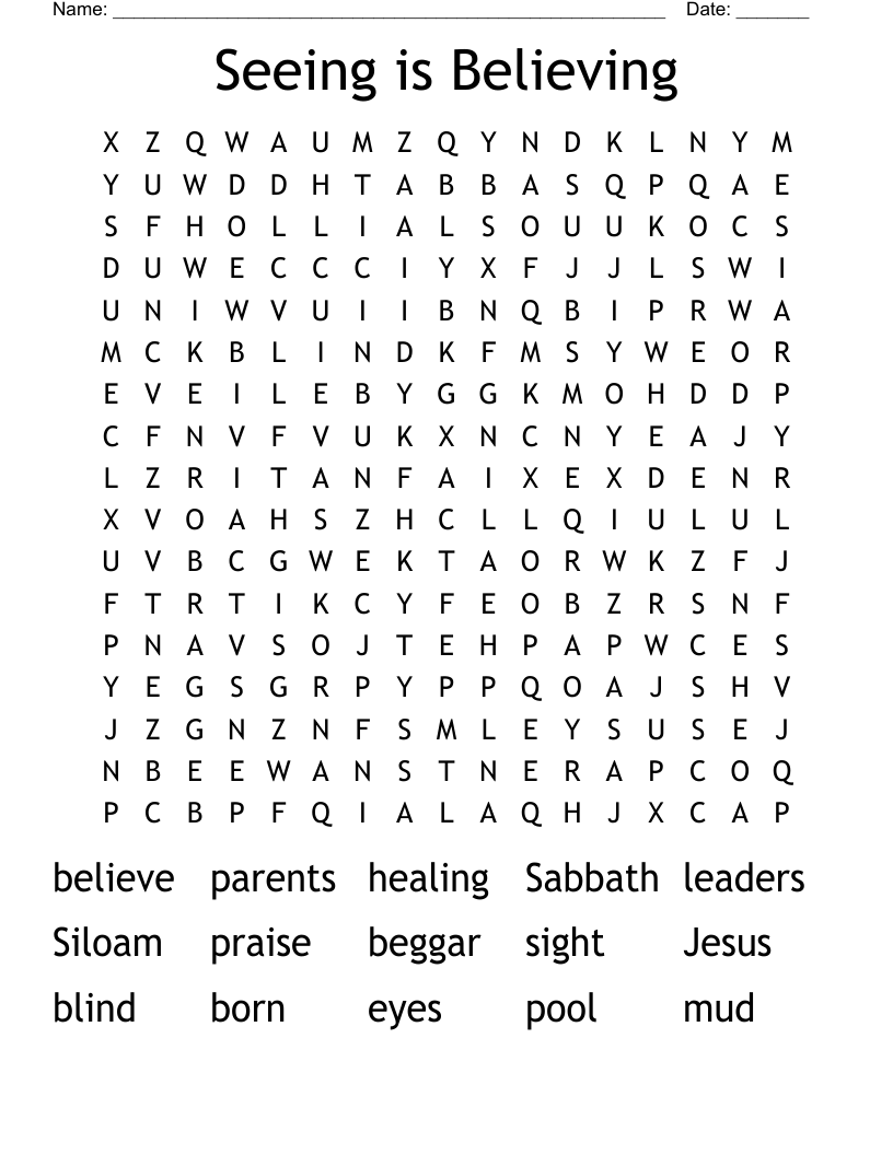 Seeing is Believing Word Search